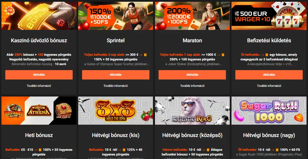 GGBet kaszino bonuszok